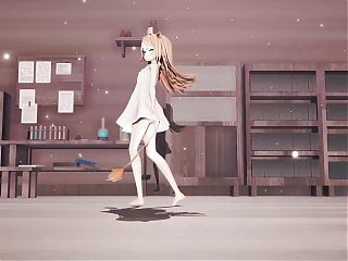 Cute Teen In White Dress Dancing (3D HENTAI)