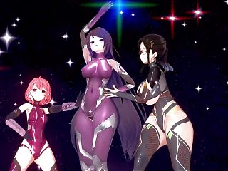 Three Sexy Girls In Taimanin Costumes Dancing