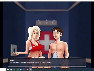 Getting a wet blowjob from the swimming teacher, I cum in the blondes mouth -SummerTimeSaga