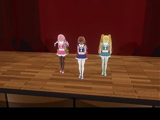 3 Sexy Cheerleaders Dancing Showing Panties